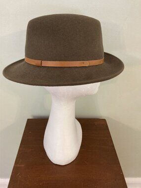 Bigalli Brown Wool Fedora Hat With Tan Band P/S Made In Ecuador